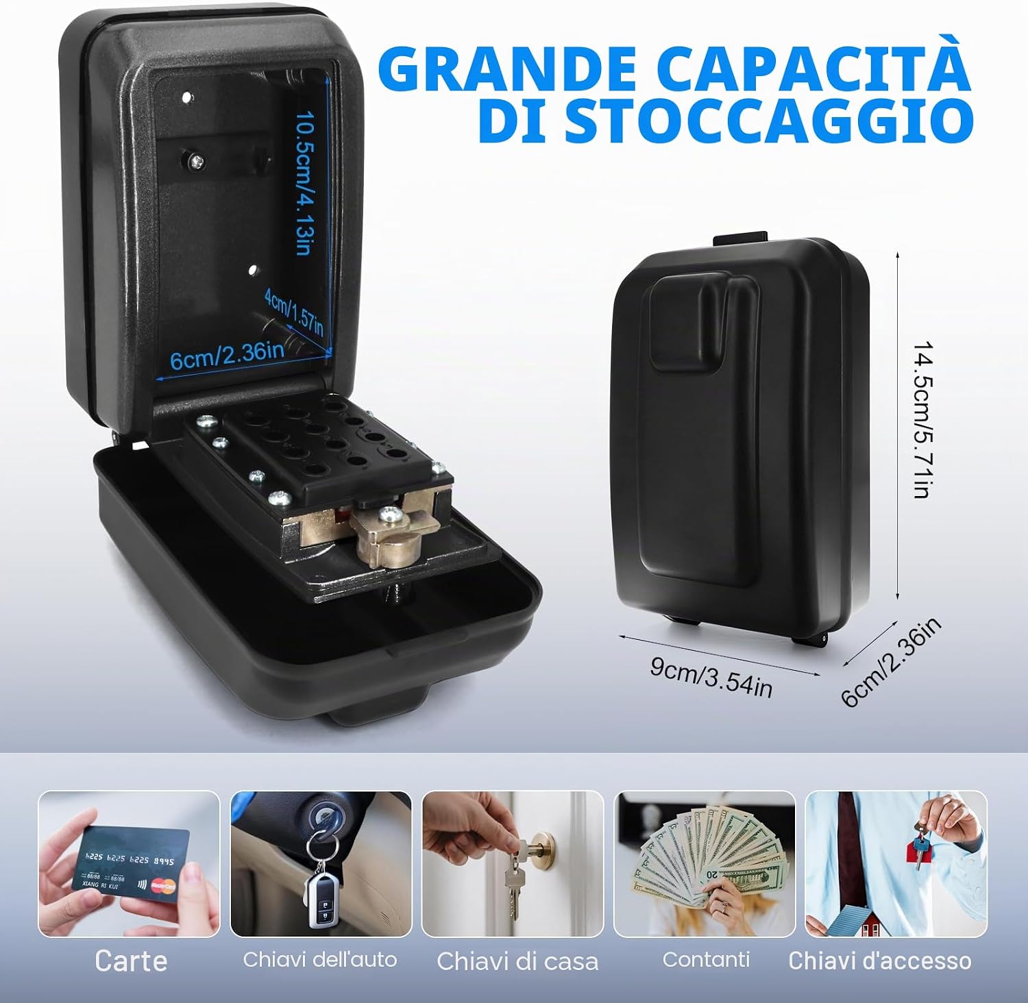 Detalle 2 de Ykall Cassaforte Portachiavi Grande con Codice a 12 Cifre: Sicurezza, Impermeabile e Pratica