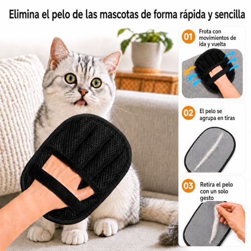 Thumbnail 1 de ZenithyrEn Guante Quitapelos para Mascotas (2 piezas) – Efecto electrostático, lavable y reutilizable