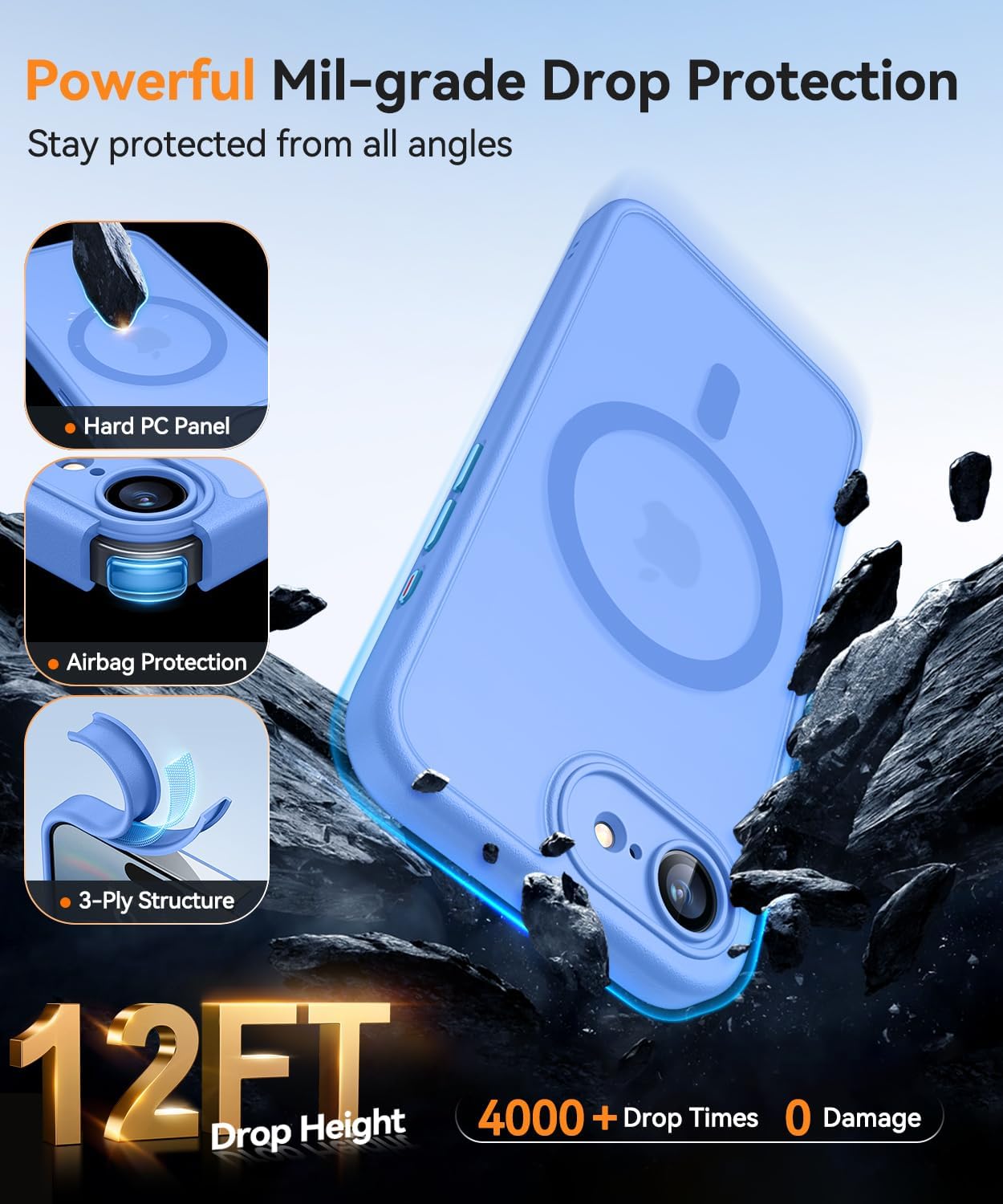 Thumbnail 5 de CANSHN iPhone 16e Case with MagSafe, Translucent Light Blue