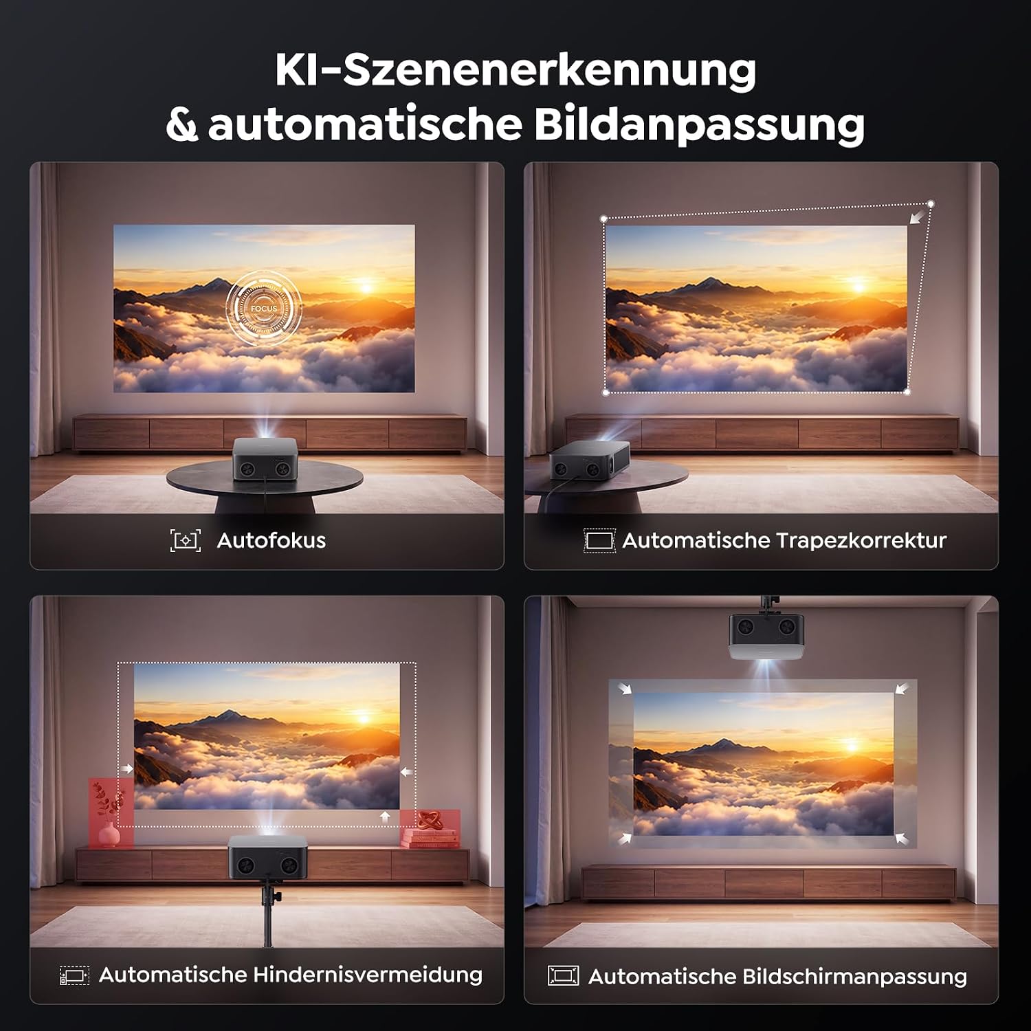 Detalle de Beamer 4K mit VIDAA OS – 2000 ANSI Lumen, Netflix-kompatibel, Dolby Audio und HDR10
