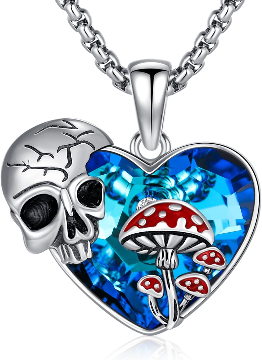 Thumbnail 6 de PARYFO Gothic Anhänger Halskette aus Sterling Silber 925 mit Totenkopf-/Voodoo-/Schlangen-Design, Pentagramm & Edelstahlkette