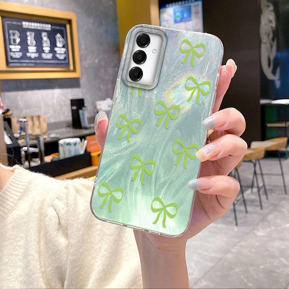 Detalle de Tedyhulle Hülle für Samsung Galaxy A25 5G – Dünn, stoßfest und stilvoll mit Grün-Band-Fliege Print