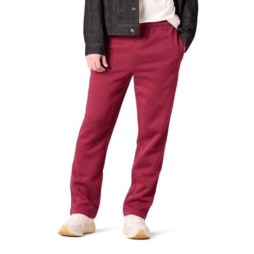Detalle de Amazon Essentials pantalones deportivos de forro polar, bajo abierto, rojo oscuro, XXL