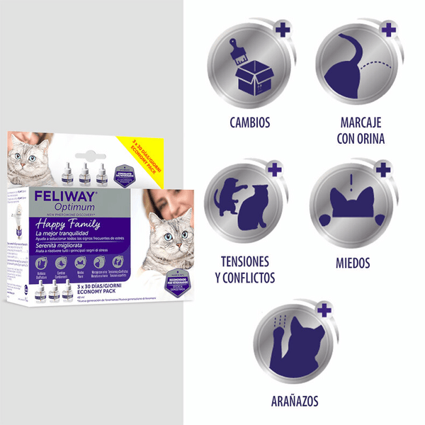 Detalle de Feliway Optimum Pack Ahorro 3 Recambios 😺 Calmante 90 días