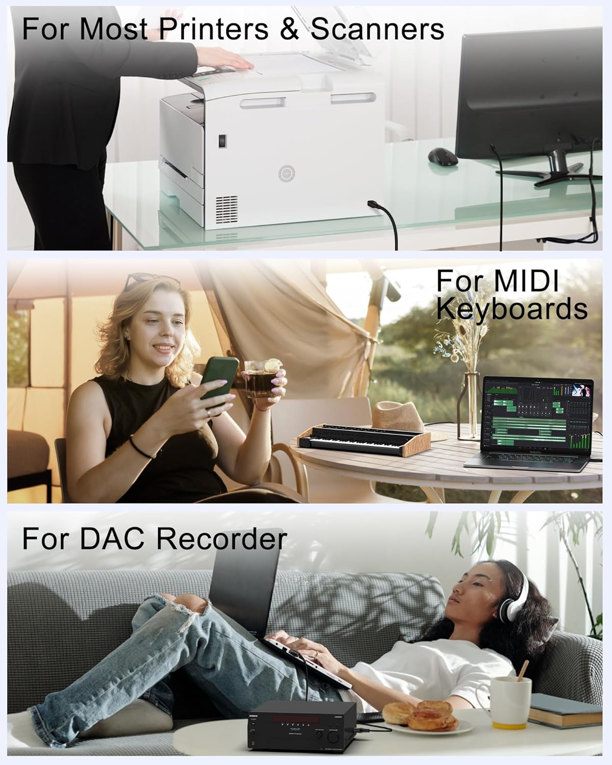 Thumbnail 5 de HP Printer Cable 6ft USB A to B cable for printers 🖨️