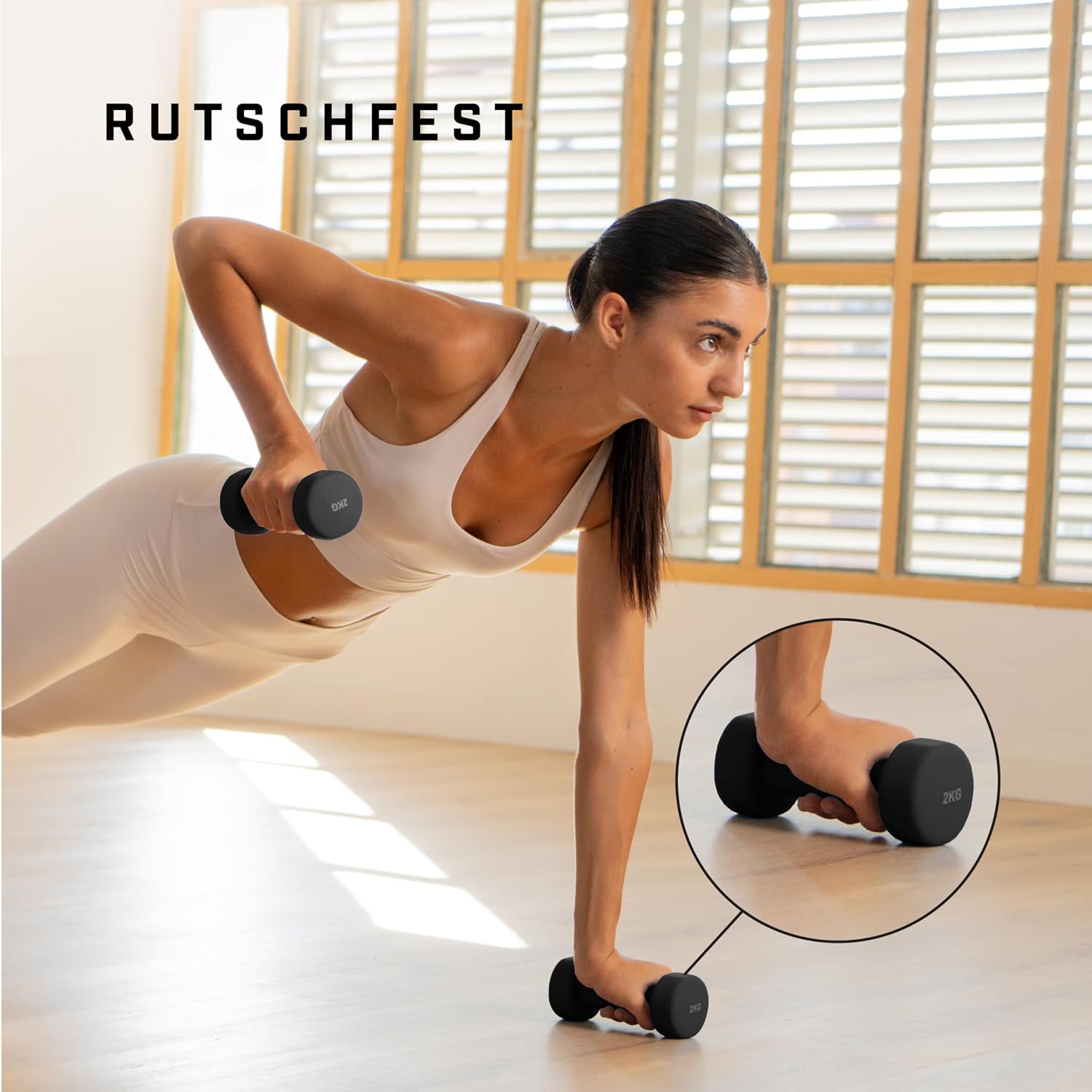 Thumbnail 5 de KG PHYSIO Neopren Hanteln Set (2er-Set) mit Fitnessposter: rutschfest & griffig für Training zuhause