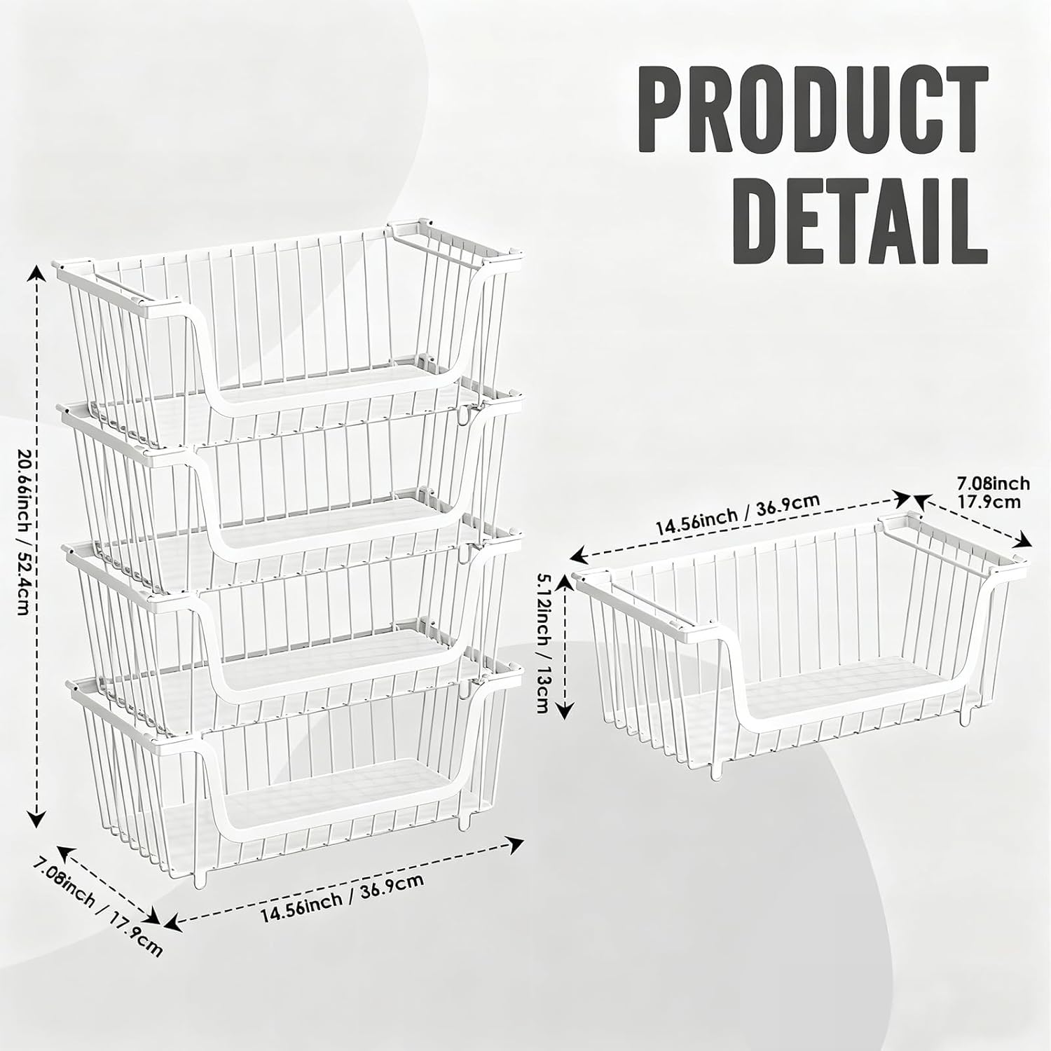 Thumbnail 2 de GAOKASE 4-Piece Stackable Wire Baskets for Pantry Organizers and Storage