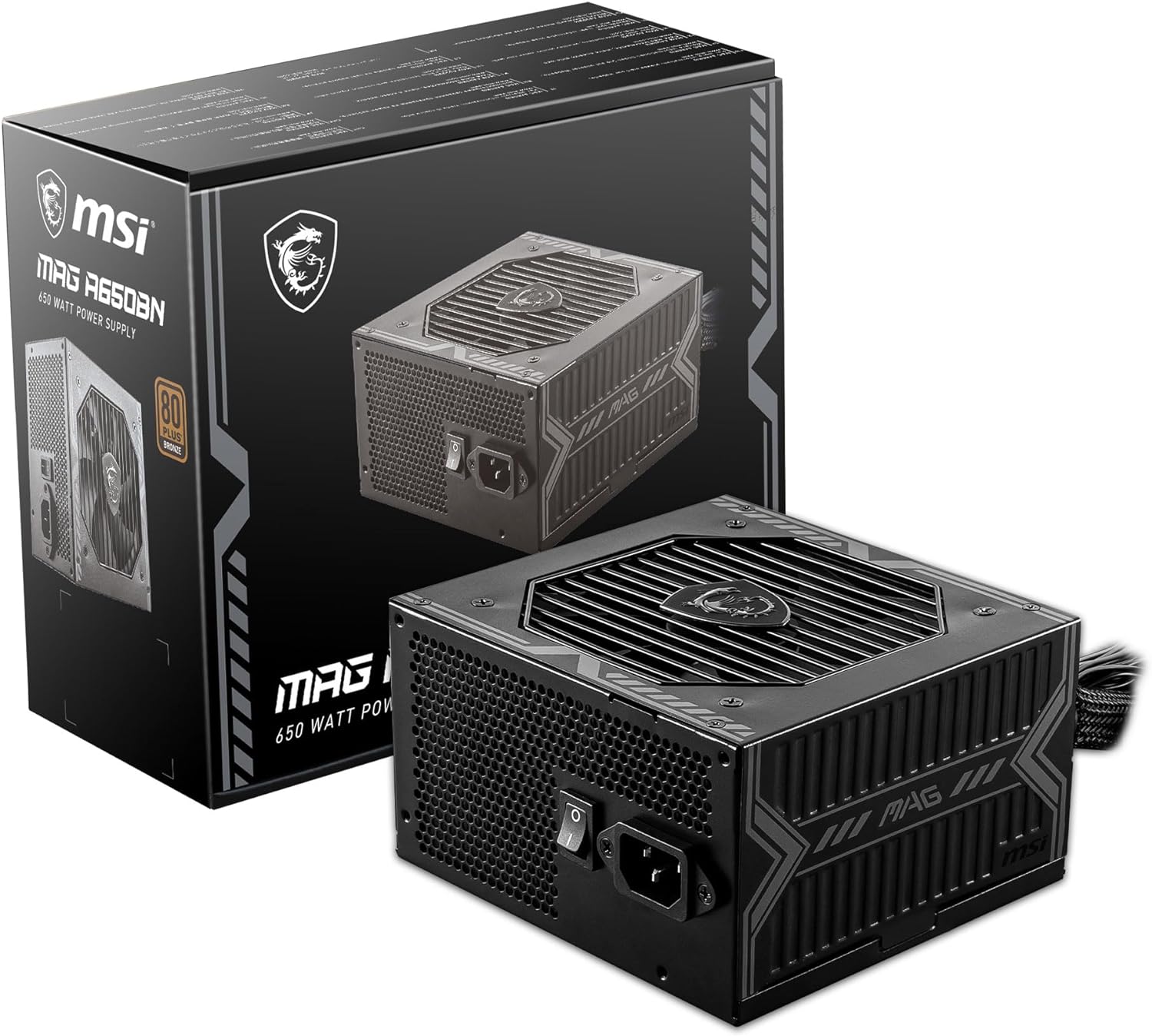 Detalle de MSI MAG A650BN – Alimentation ATX 650W, Bronze (80 Plus Bronze)
