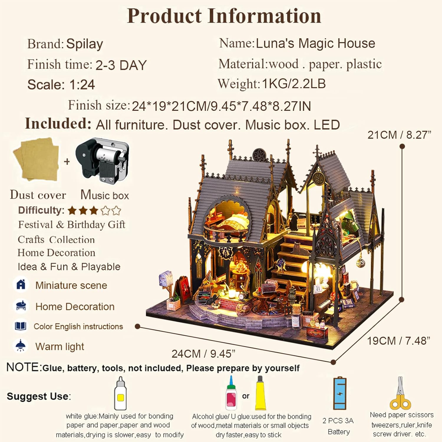 Thumbnail 3 de Spilay Dollhouse Miniature 1:24 Scale 🏠