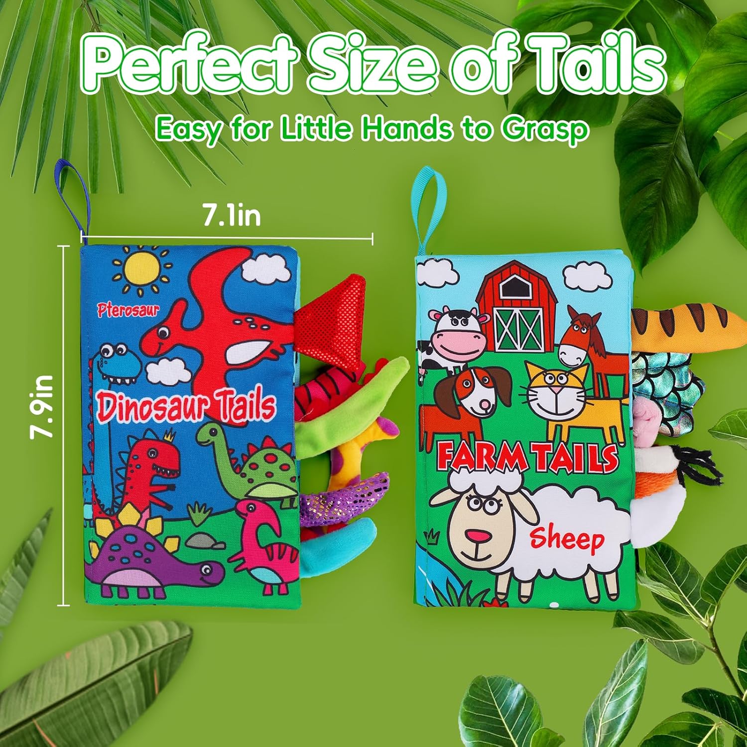 Detalle de Thremhoo 9136A Baby Cloth Books, 2-Pack Farm & Dinosaur Sensory Toys