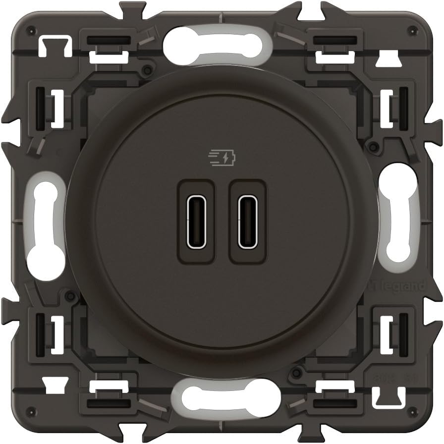Thumbnail 1 de Legrand Prise USB-C Double Céliane noire (2 ports USB-C, 20W) — prêt à installer