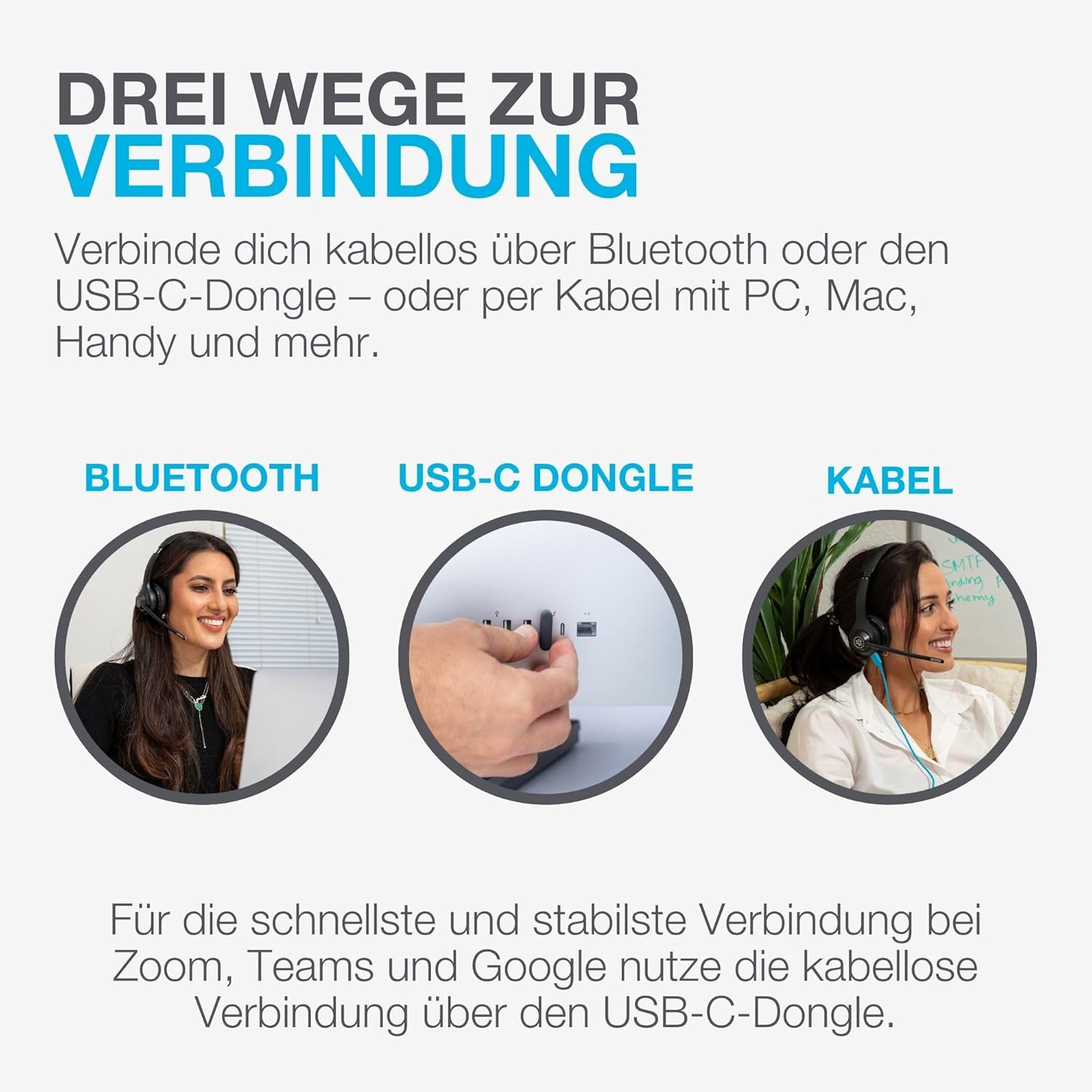 Thumbnail 5 de JLab Go Work 2nd Gen Bluetooth-Headset mit Mikrofon & USB‑C-Dongle (Multipoint, bis 55 Std. Akku)