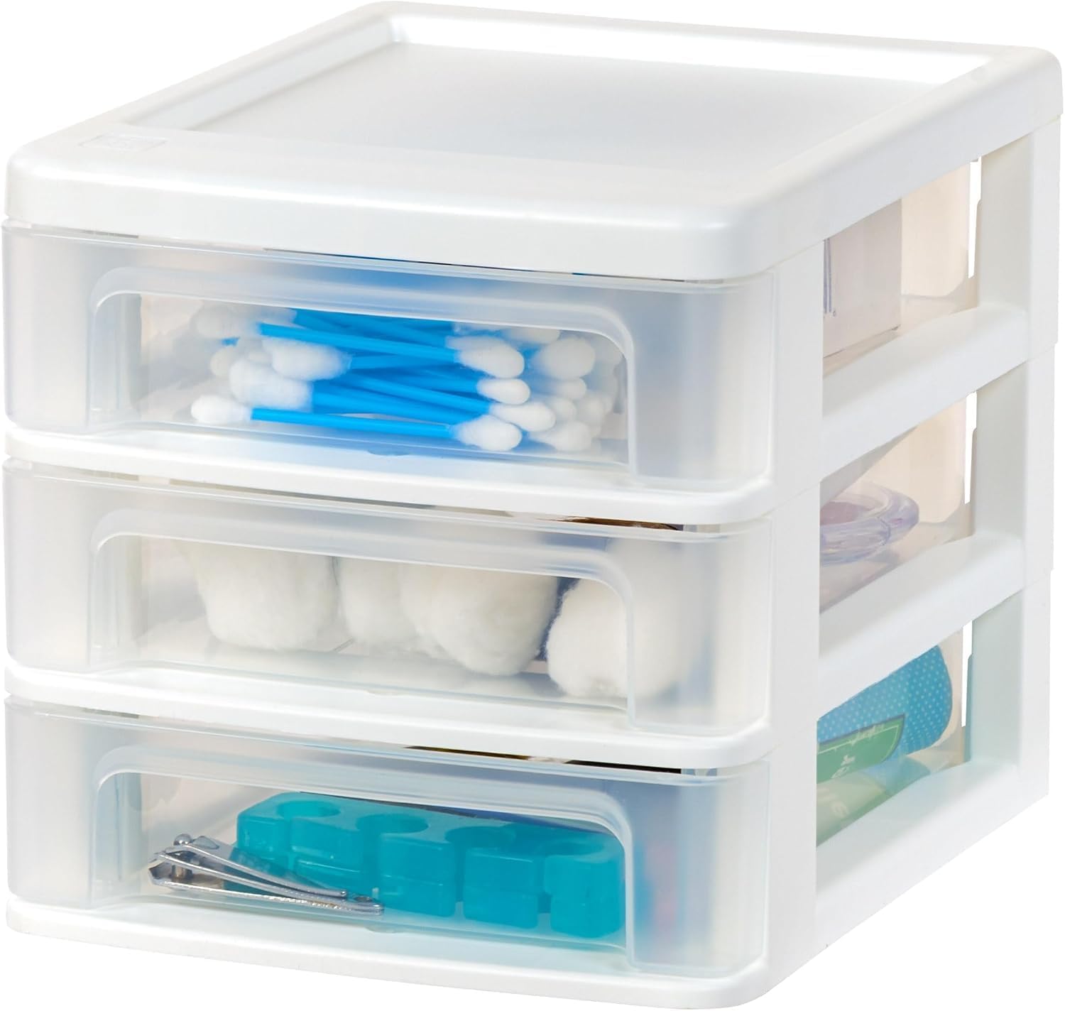 Thumbnail 4 de IRIS USA 587602 4-Pack 3-Drawer Desktop Organizers, Stackable White Plastic