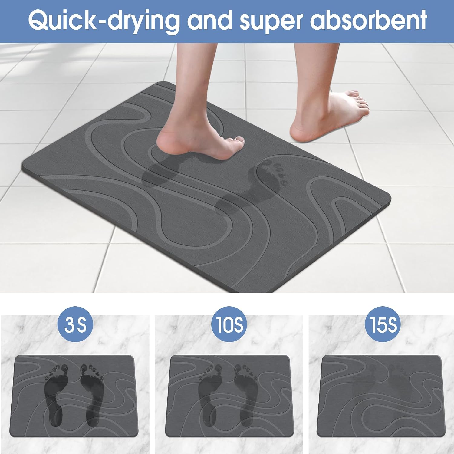 Detalle 2 de Veeloim Stone Bath Mat diatomaceous earth bath mat