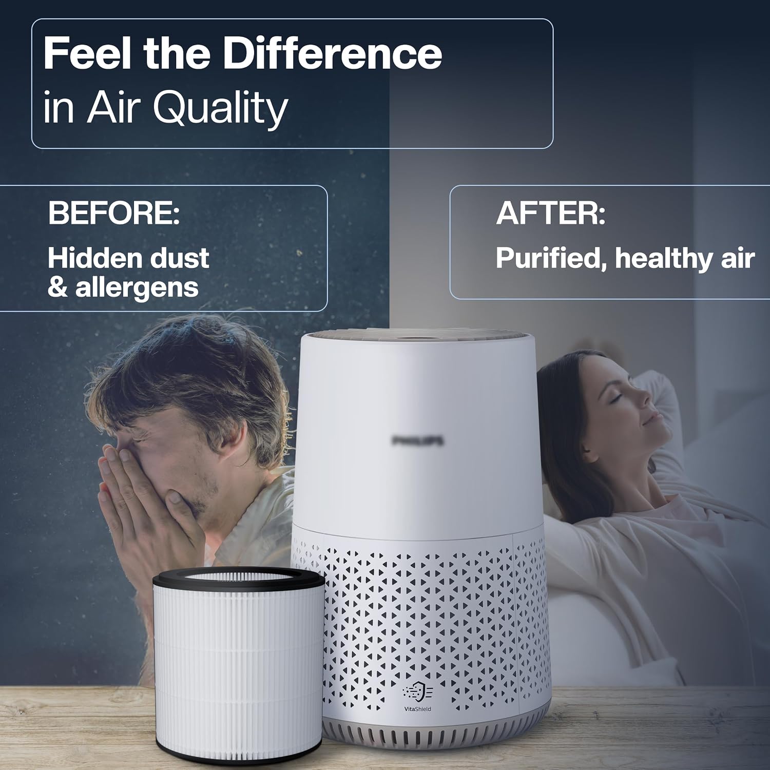 Detalle 2 de 1E FY0194 HEPA-vervangingsfilters voor Philips AC0820 en AC0819, set van 2