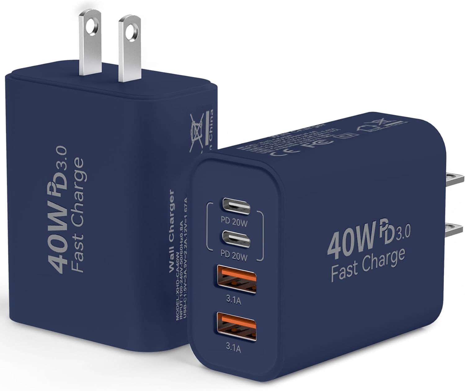 Detalle de USB C Wall Fast Charger Block, 40W 4-Port USB-C & USB-A Fast Charger