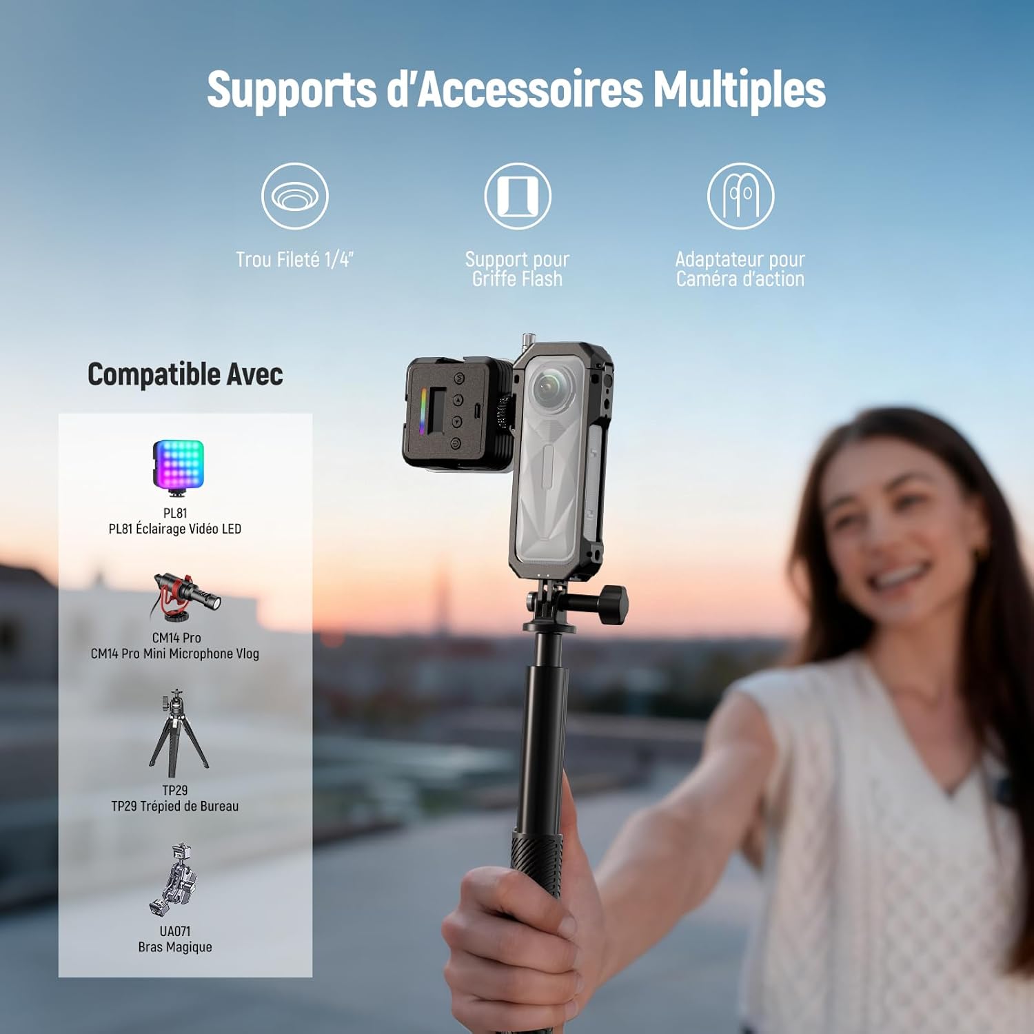 Thumbnail 3 de NEEWER Cage de protection pour Insta360 X5 avec fixation rapide et filetage 1/4