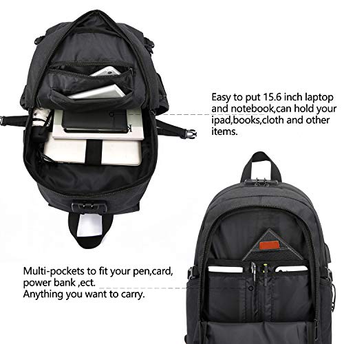 Detalle de Antivol Sac à Dos Ordinateur Portable 15,6" Wenig – USB Charging, Imperméable, Noir