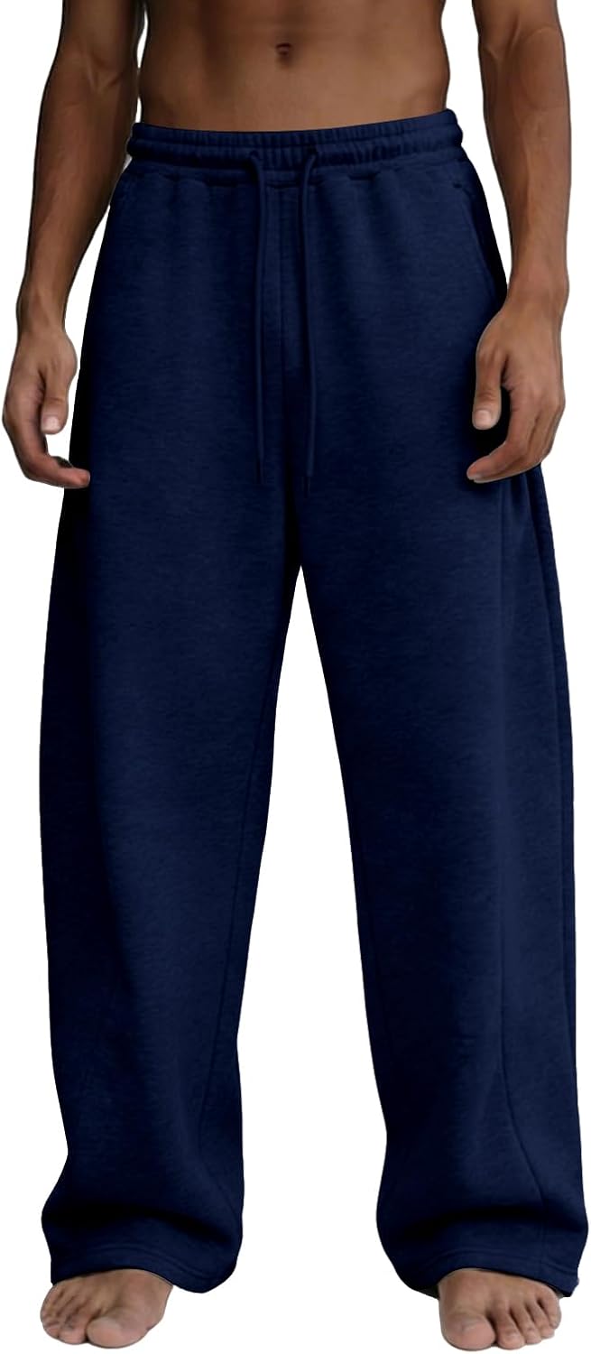 Detalle de Men's Wide-Leg Fleece Sweatpants, 65% Polyester