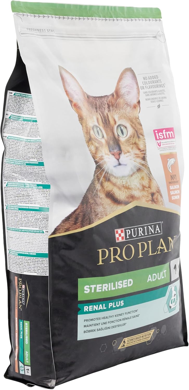 Detalle de PURINA PRO PLAN Renal Plus Crocchette per Gatti Sterilizzati al Salmone – 10 kg