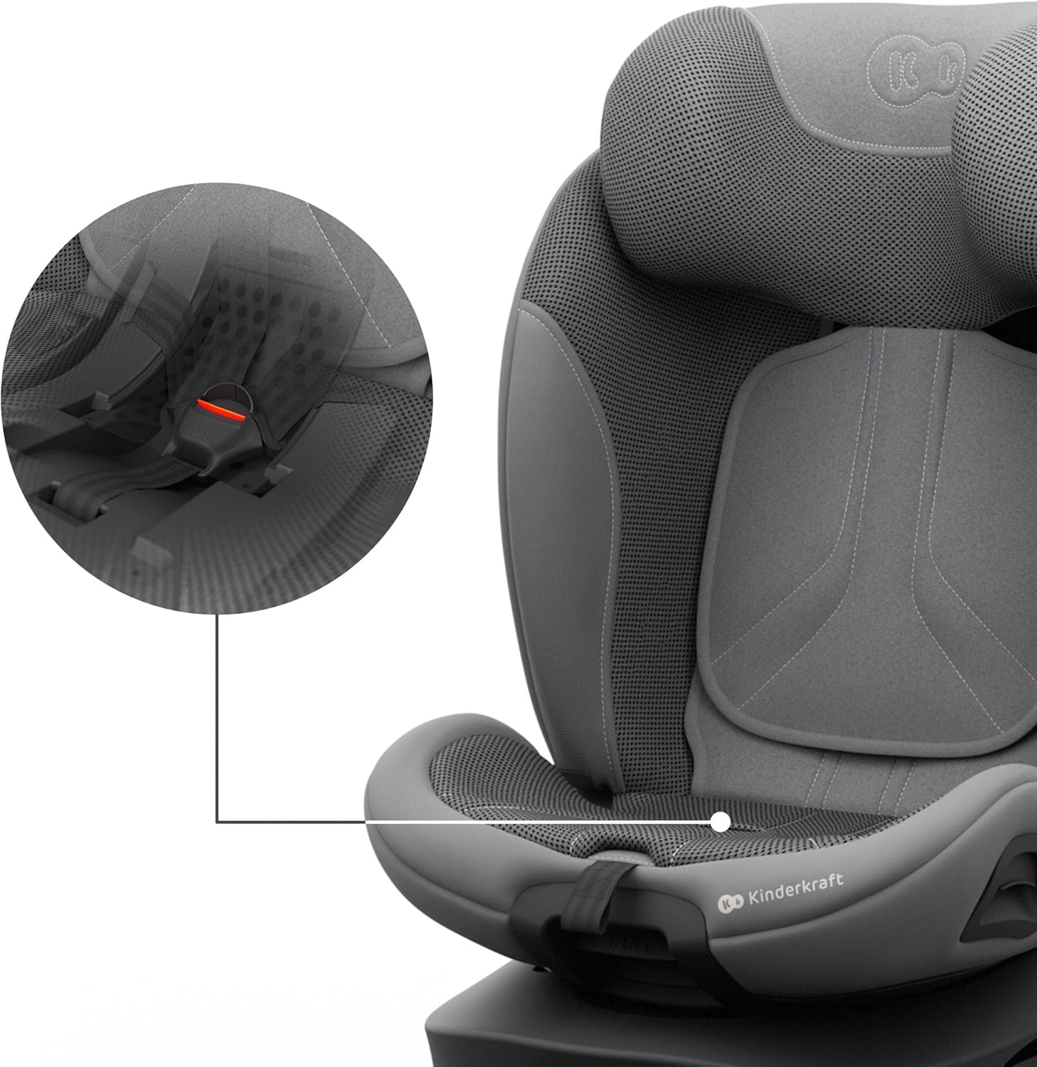 Detalle de Kinderkraft i-360 2 PRO — Siège auto 4 en 1, de 0 à 36 kg, ISOFIX, Gris