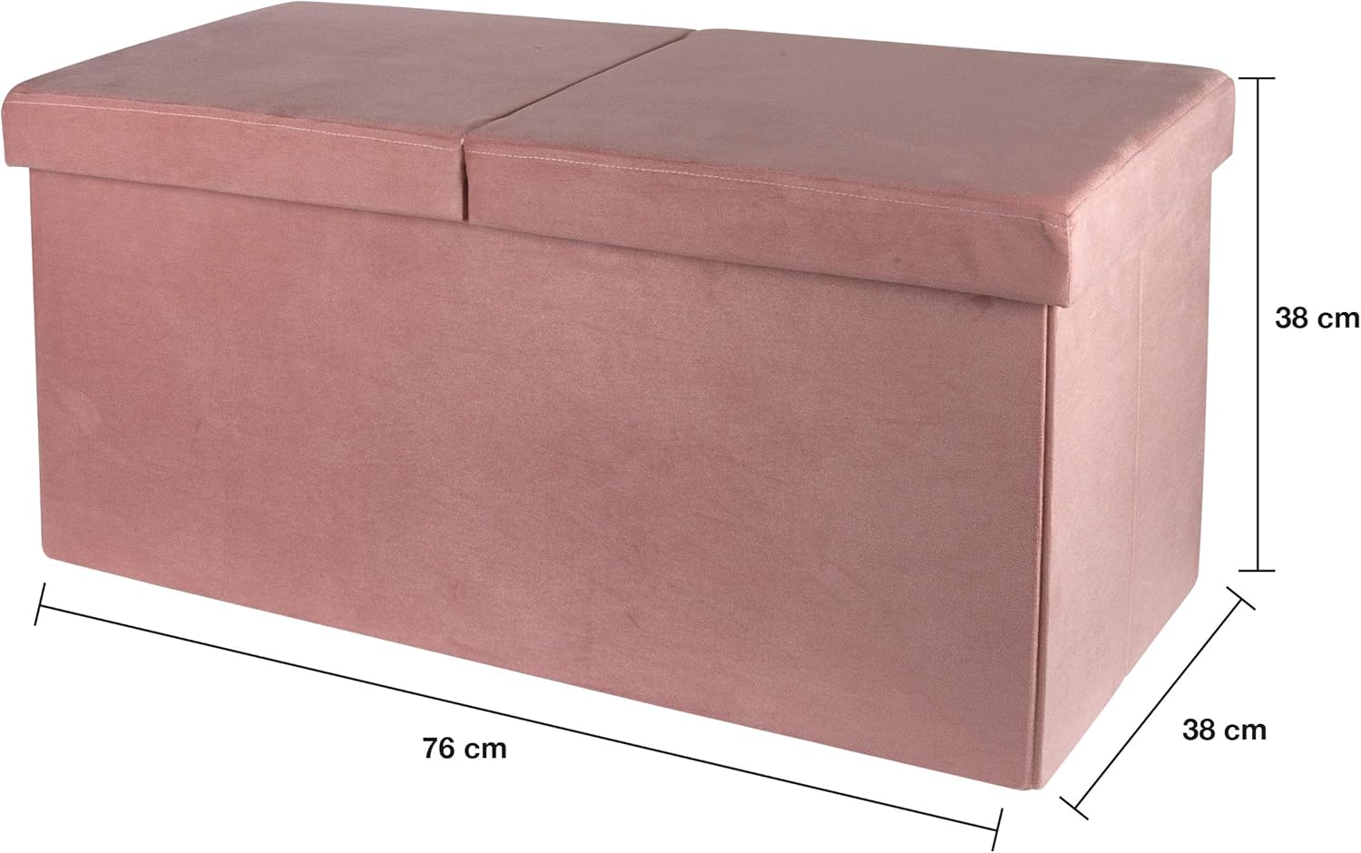 Thumbnail 1 de Baroni Home Cassapanca Pieghevole: pouf contenitore in velluto rosa cipria 76x38x38 cm