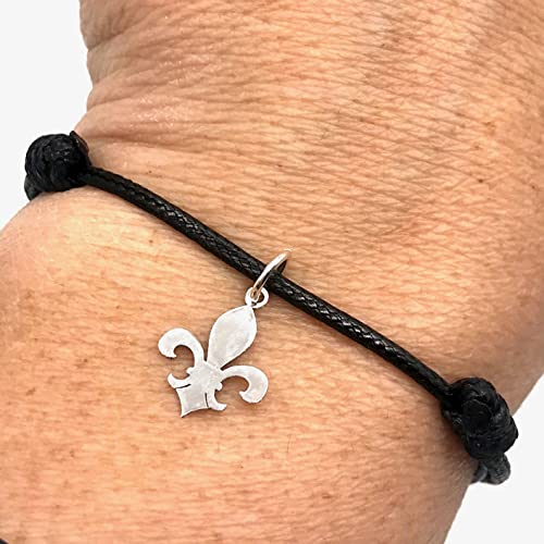 Thumbnail 1 de Masbarata pulsera Flor de Lis en plata de ley 925/1000, con hilo ajustable