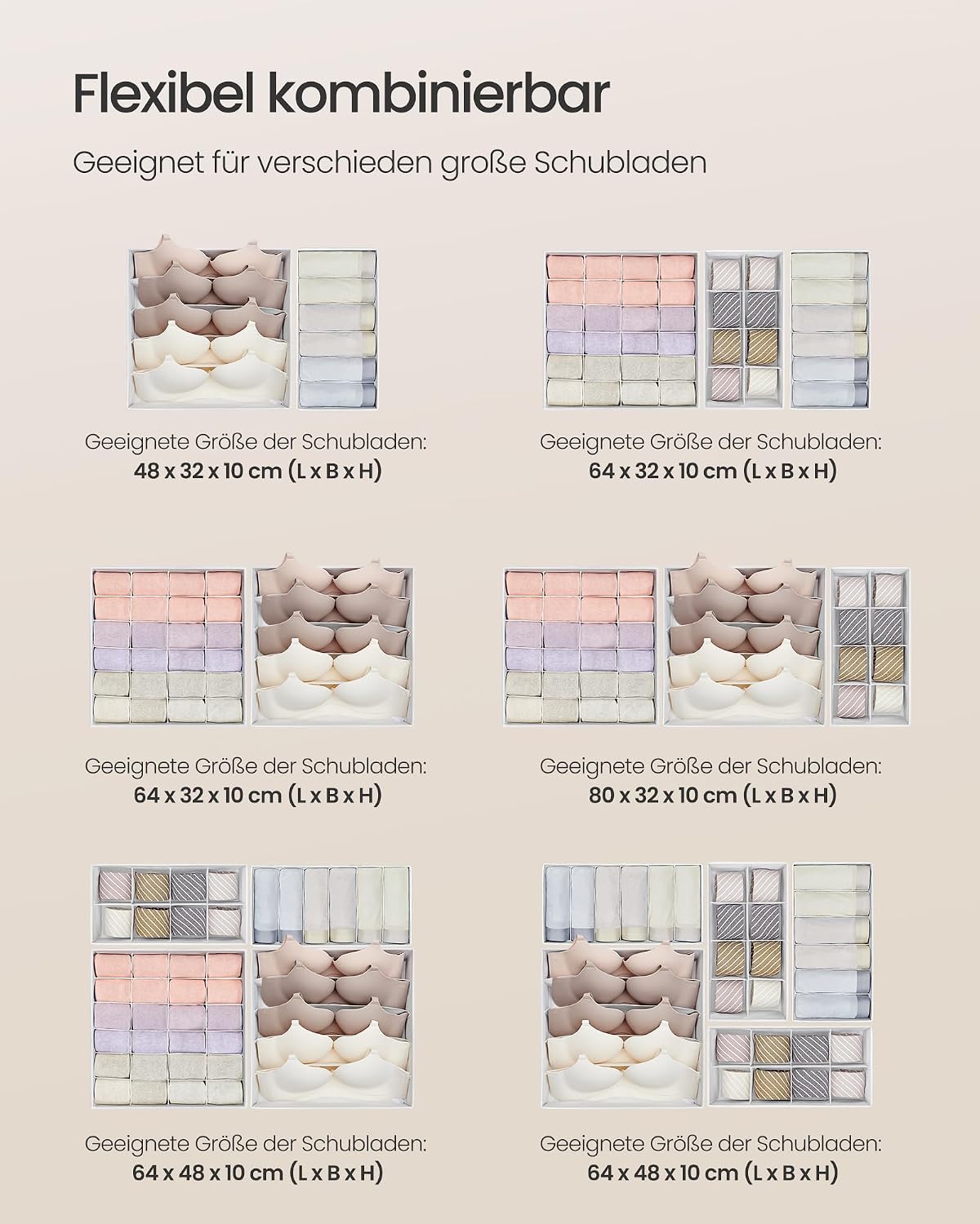 Thumbnail 4 de SONGMICS Unterwäsche-Organizer 8er Set 32x32x10 cm