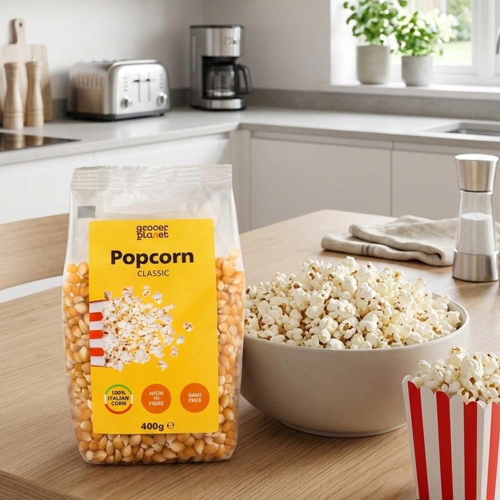 Detalle de Grocer Planet Italienischer Popcorn Mais (800 g) – 2 x 400 g Packung