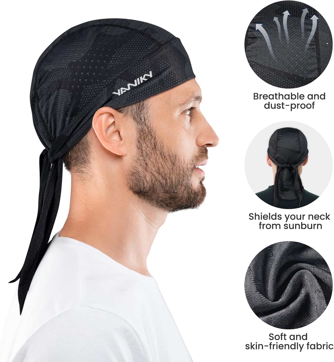 Detalle de YANIKY Bandana MTB: fascia elastica traspirante con protezione UV per ciclismo, montagna e moto