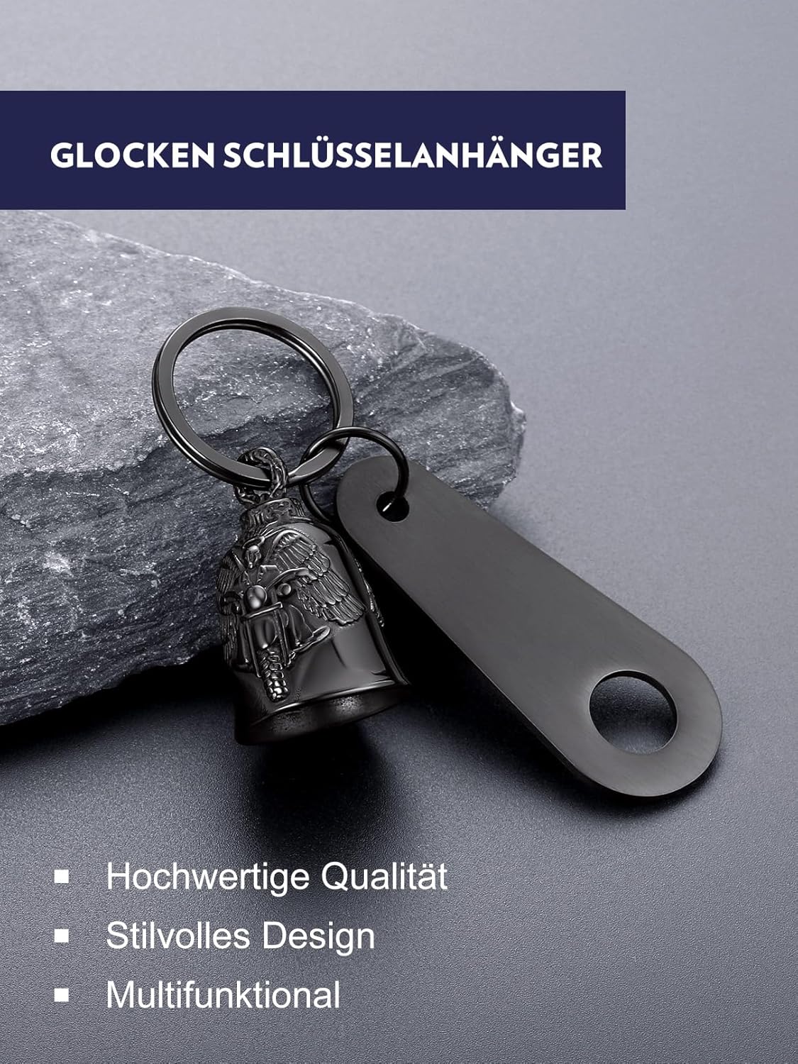 Thumbnail 1 de Bandmax Schlüsselanhänger Motorrad Glocke aus Edelstahl (Motorradglocke / Wikinger Glücksbringer)