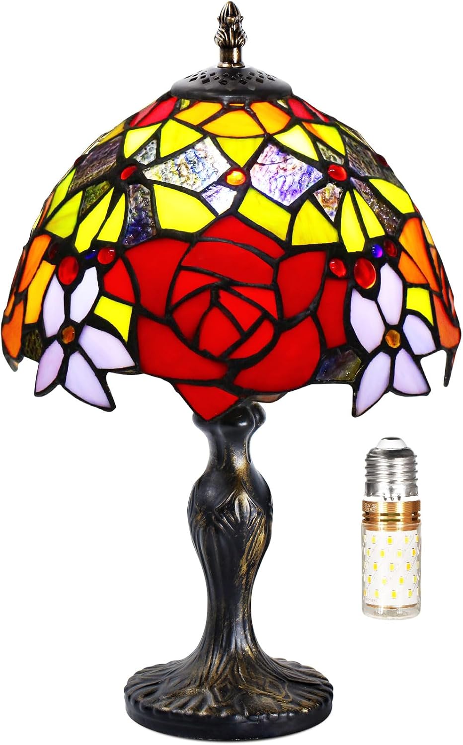 Detalle de MIAOKE Stained Glass Lamp Style Table Lamp (Peony) review