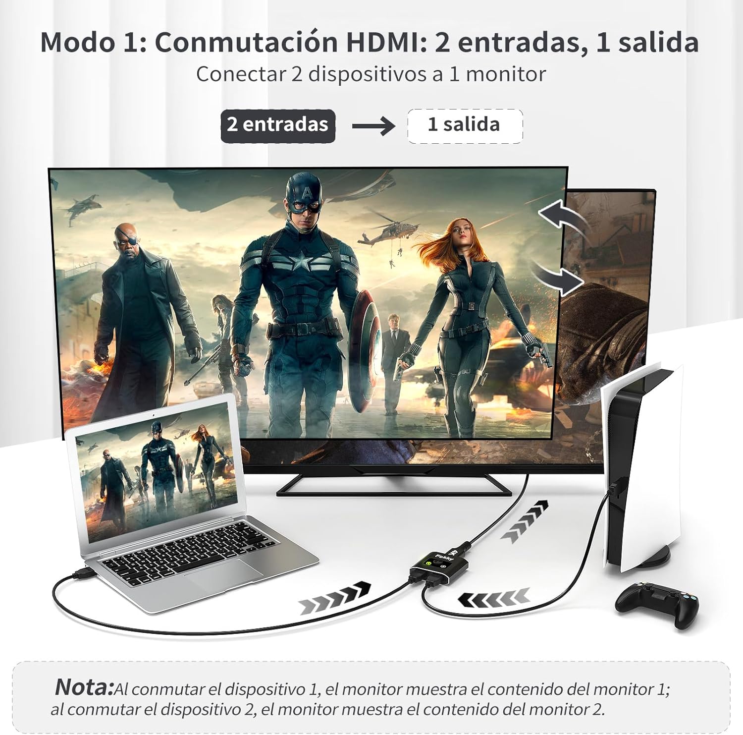 Detalle de Fokky HDMI Switch 4K 60Hz conmutador bidireccional