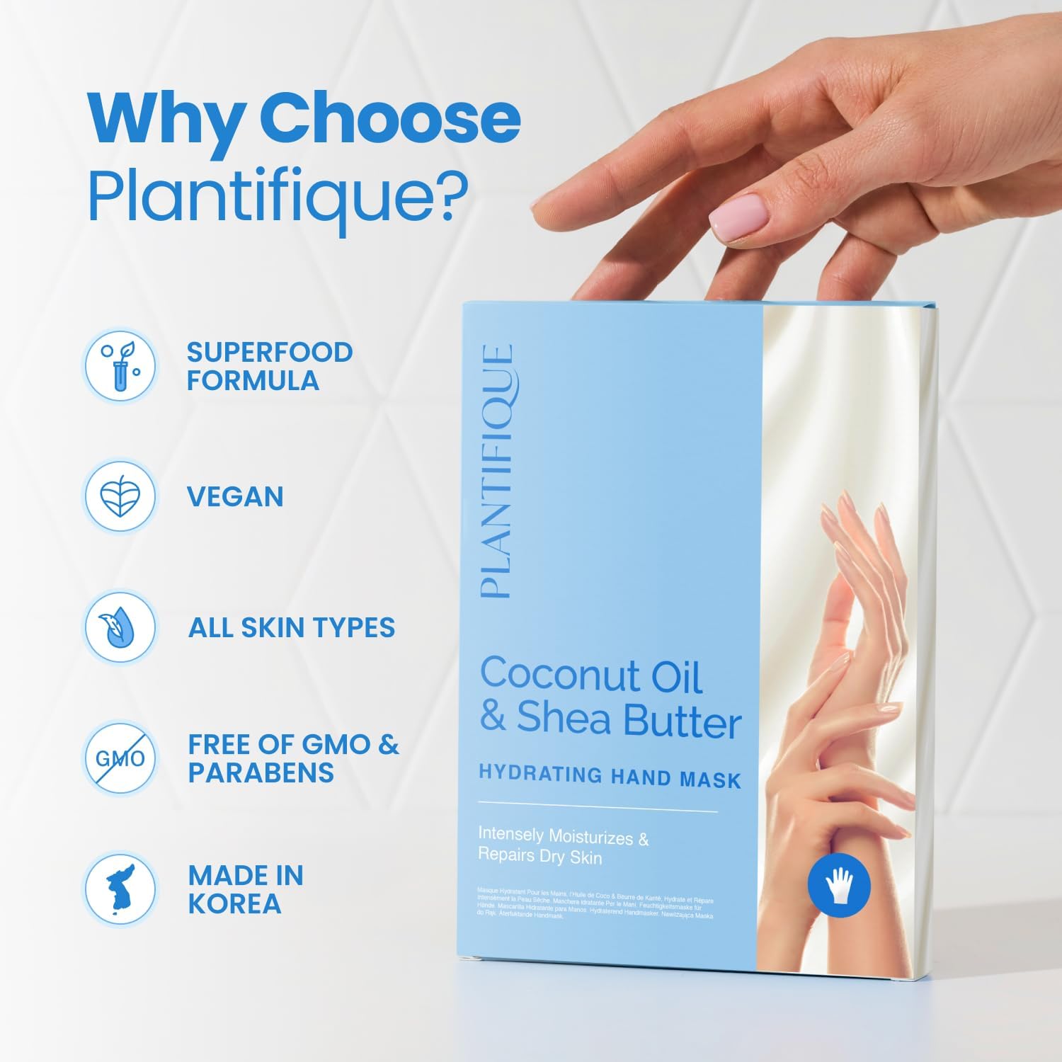 Detalle de PLANTIFIQUE Hydrating Hand Mask Gloves 4 Pack: Plush vegan hand care for dry, rough skin