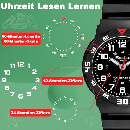 Detalle 2 de SOCICO Orologio analogico per bambini 30M impermeabile con cinturino soft