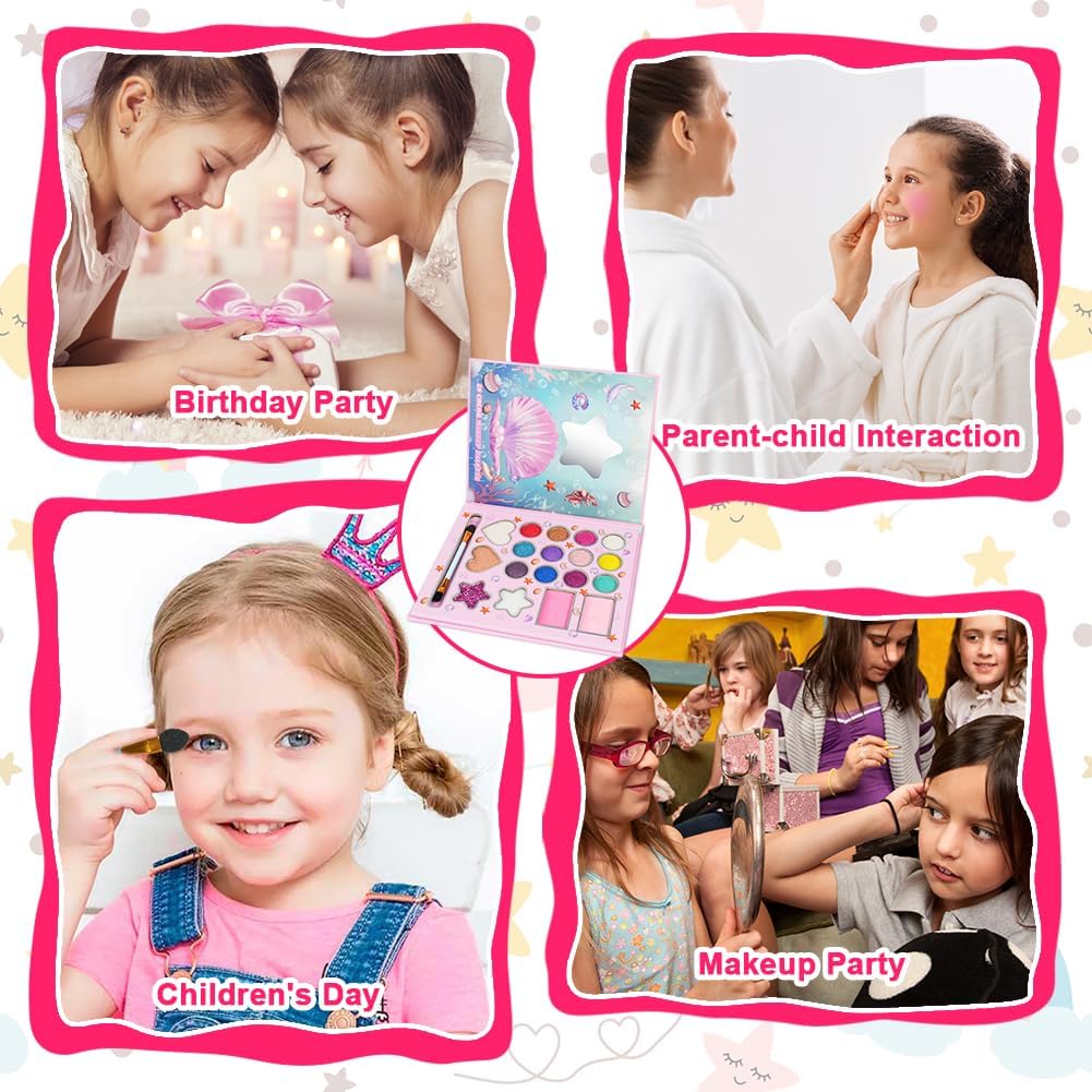 Thumbnail 6 de Aomig 18-kleuren make-upset voor meisjes, wasbaar met zeemeermindesign