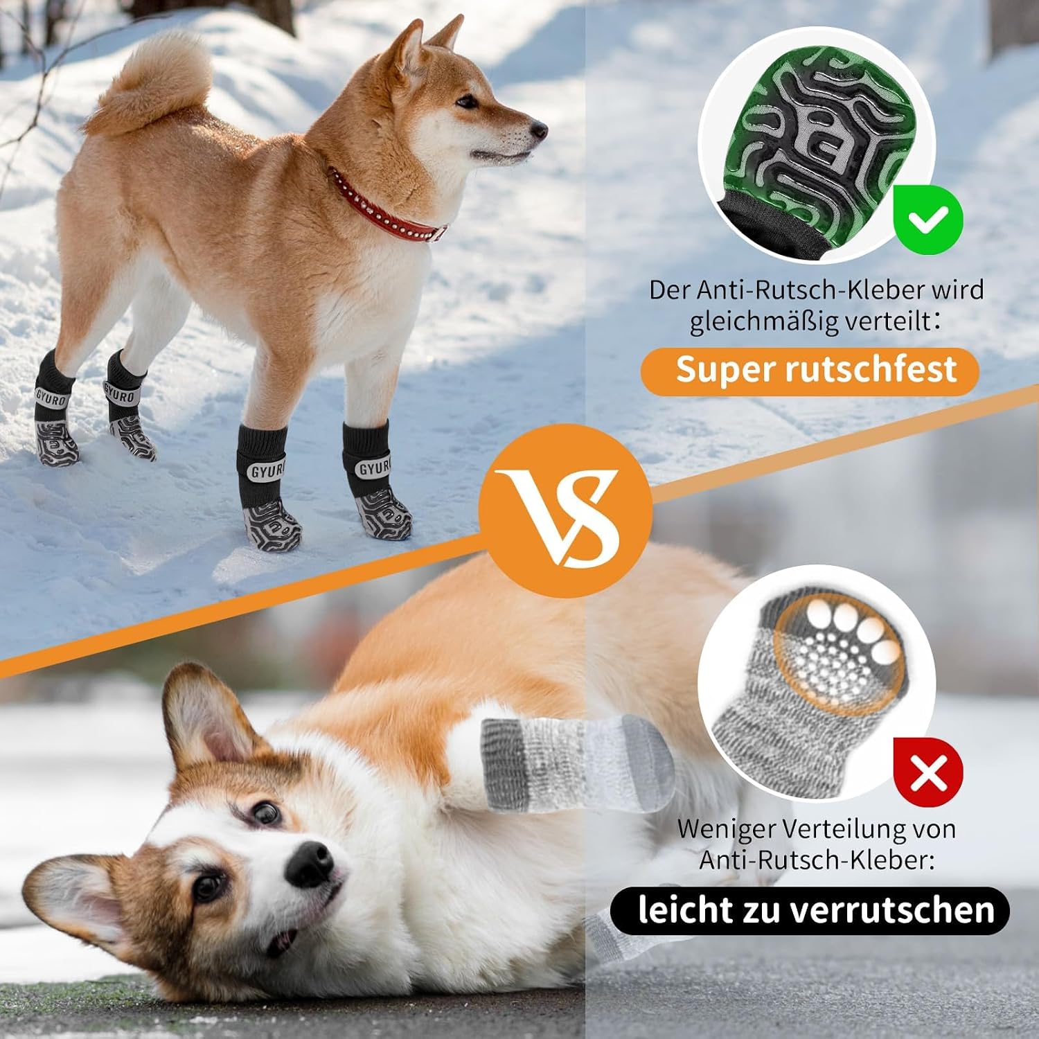 Thumbnail 4 de GYURO Hundesocken 2 Paar mit Klettverschluss XL