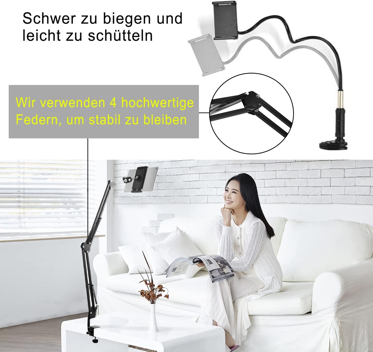 Thumbnail 3 de Tablet-Ständer fürs Bett 360° Aluminiumarm 4,5–12,9 Zoll