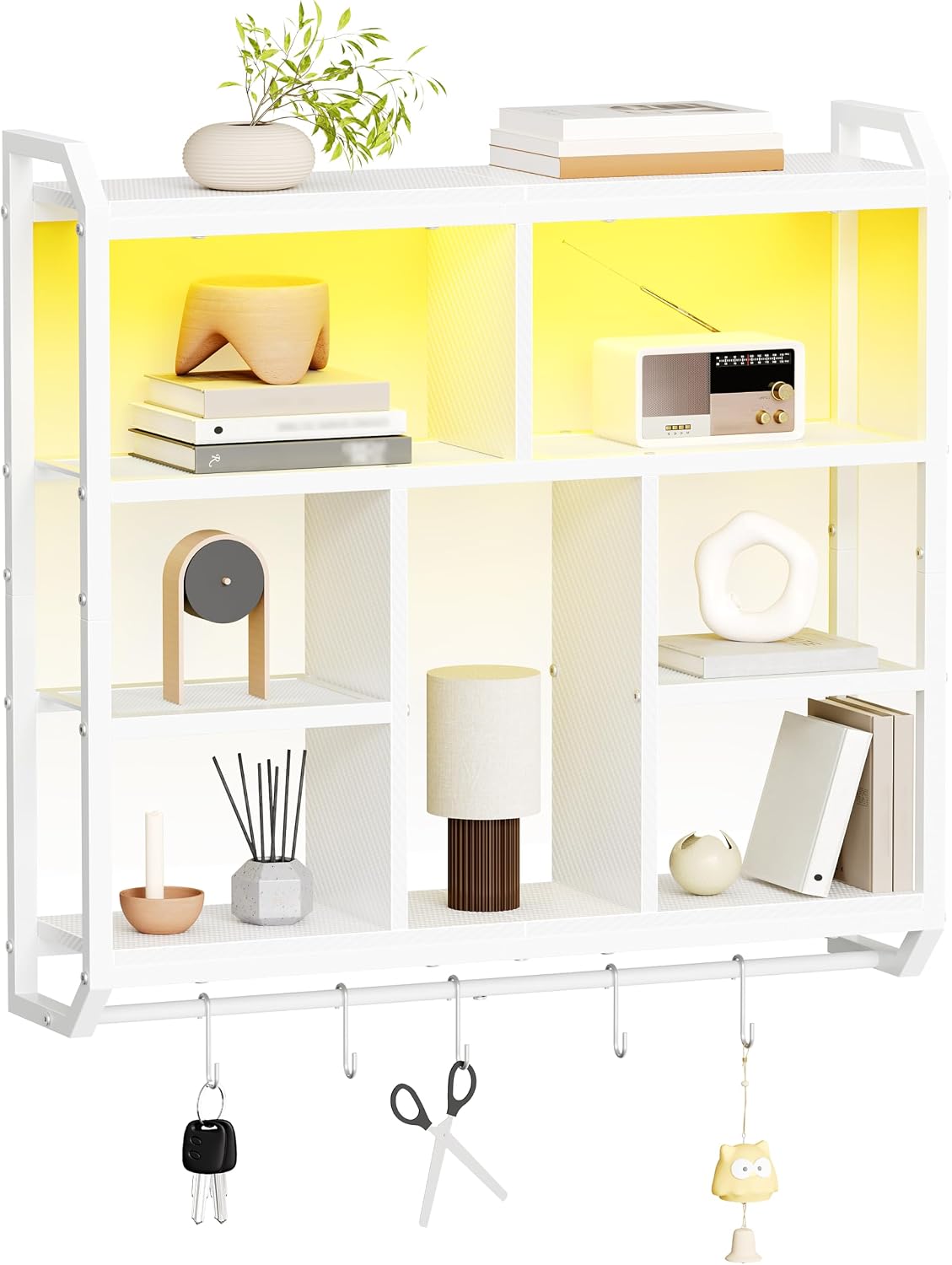 Detalle de HOOBRO LED Gaming Wall Shelf 4-Tier