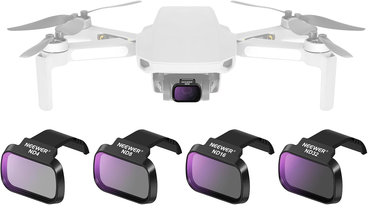 Detalle de NEEWER ND Filter Set for DJI Mini 4K / Mini 2 SE / SE / 2 / Mavic Mini (4-Pack) – ND4, ND8, ND16, ND32