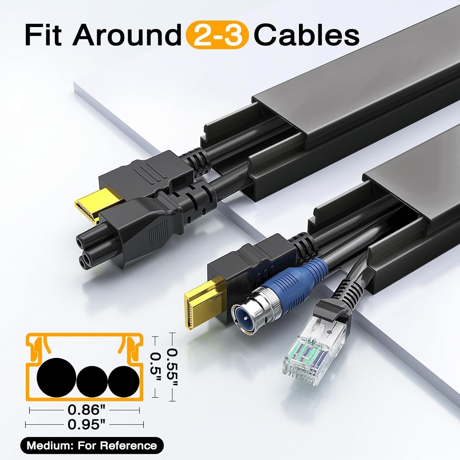 Detalle 2 de Delamu L400mm Cable Trunking 4M for 2–3 Cords