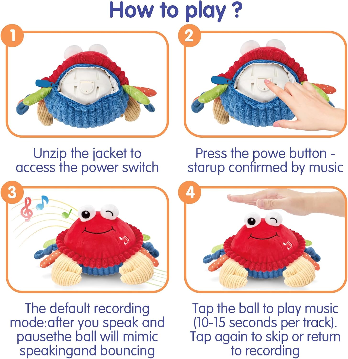 Detalle 2 de hahaland Crawling Musical Crab toy for 12-18 months
