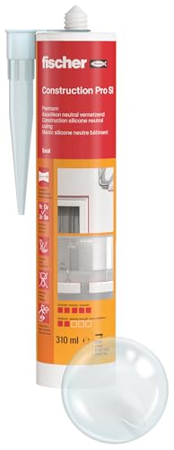 Detalle de fischer Premium-Bausilikon DBSA 310 ml, geruchsarm, transparent – wetterfeste Dichtmasse für Innen & Außen
