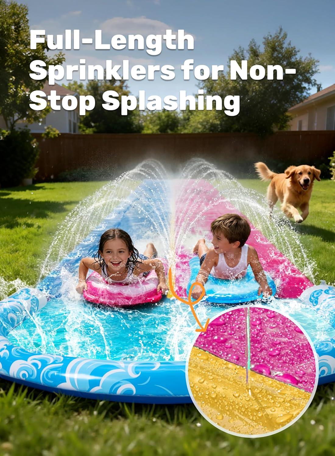 Detalle de JOYIN 32.5ft Water Slide with 2 Inflatable Boards – Double Lawn Backyard Waterslide