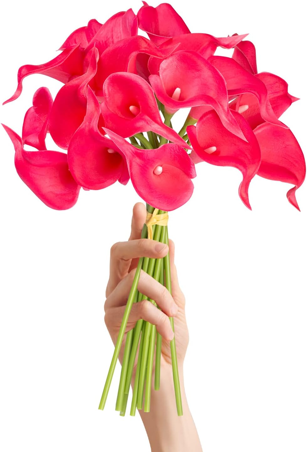 Detalle 2 de Katomi 10 Stems of Real Touch Artificial Calla Lilies (Rosy Red)