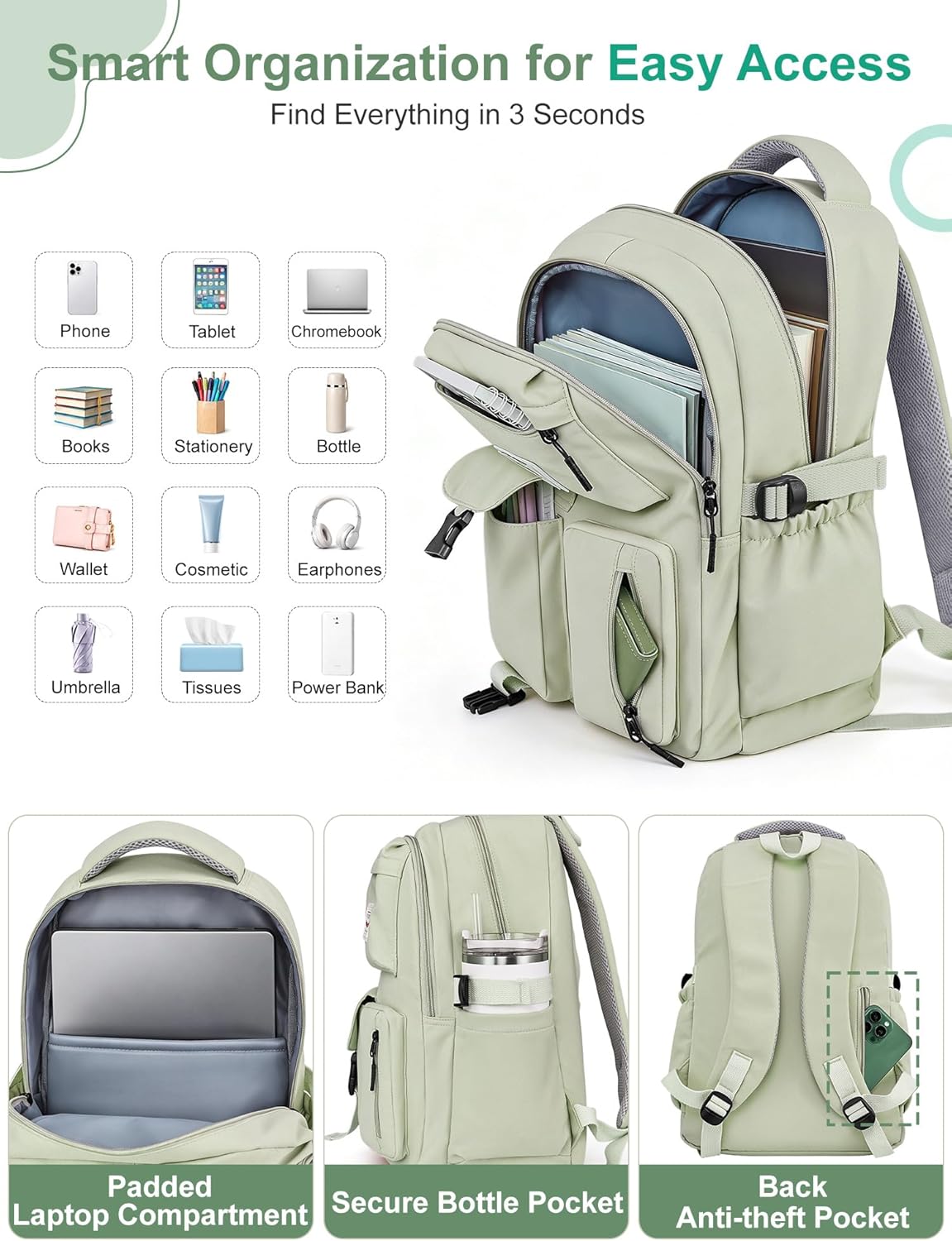 Detalle 2 de FIORETTO Lightweight School Backpack for Women