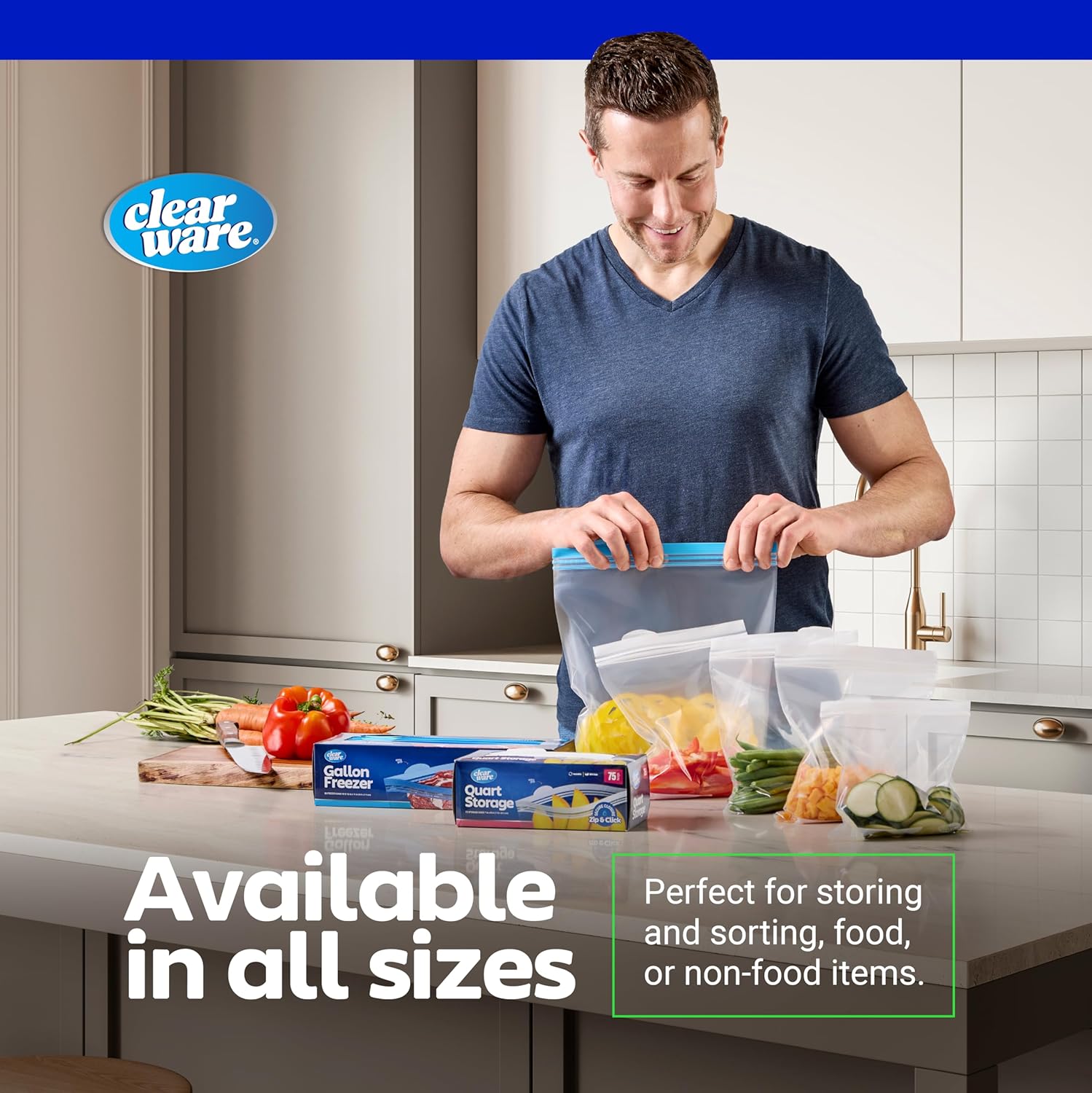 Thumbnail 5 de Quart Freezer Bags - Double Zipper Seal, 150 Count (2 Packs of 75) – Reusable BPA-Free Microwave-Safe Freezer Pouches