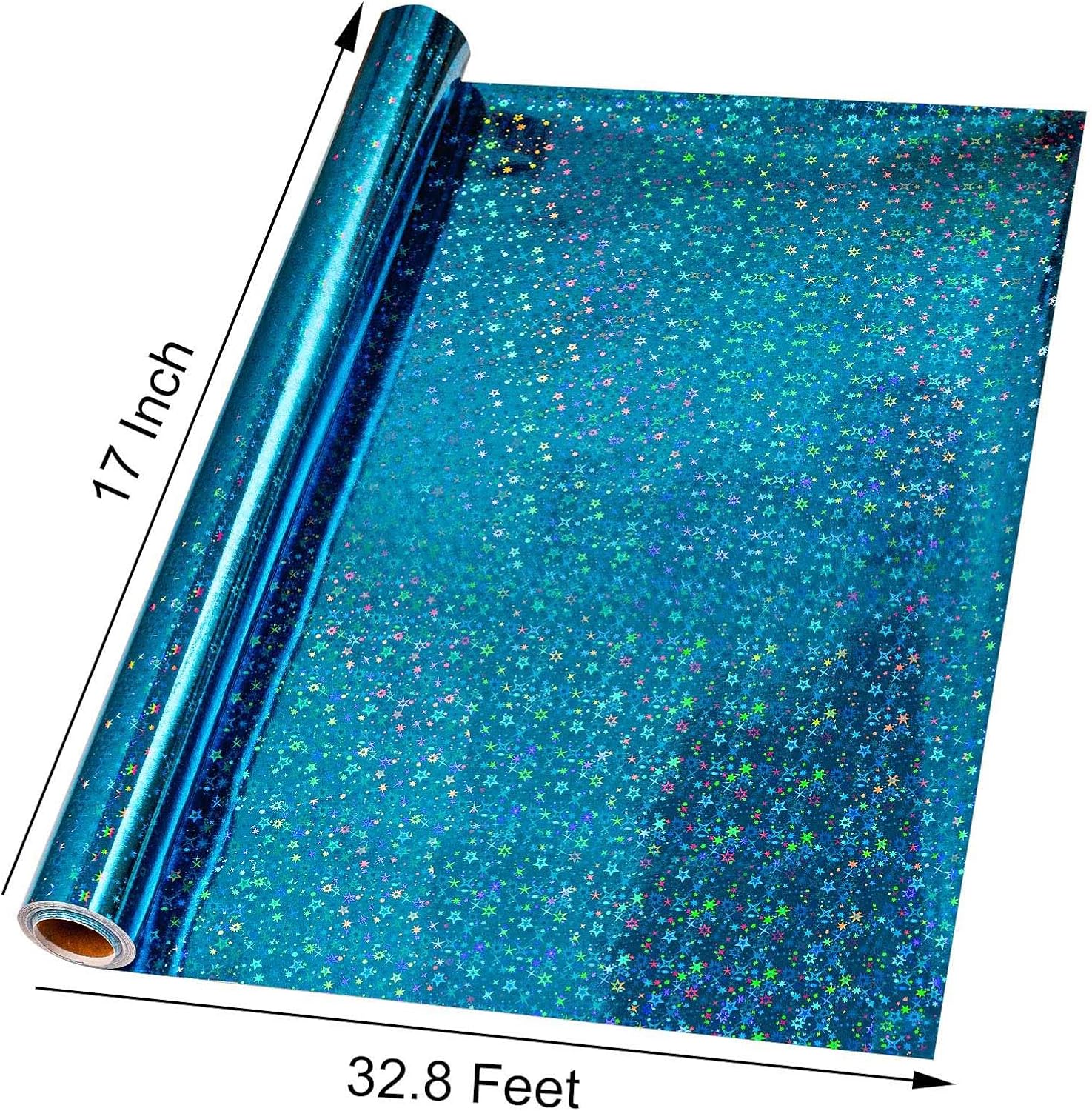 Thumbnail 3 de Wikadlik Blue Holographic Wrapping Paper with Cute Stars (43 cm x 10 m)