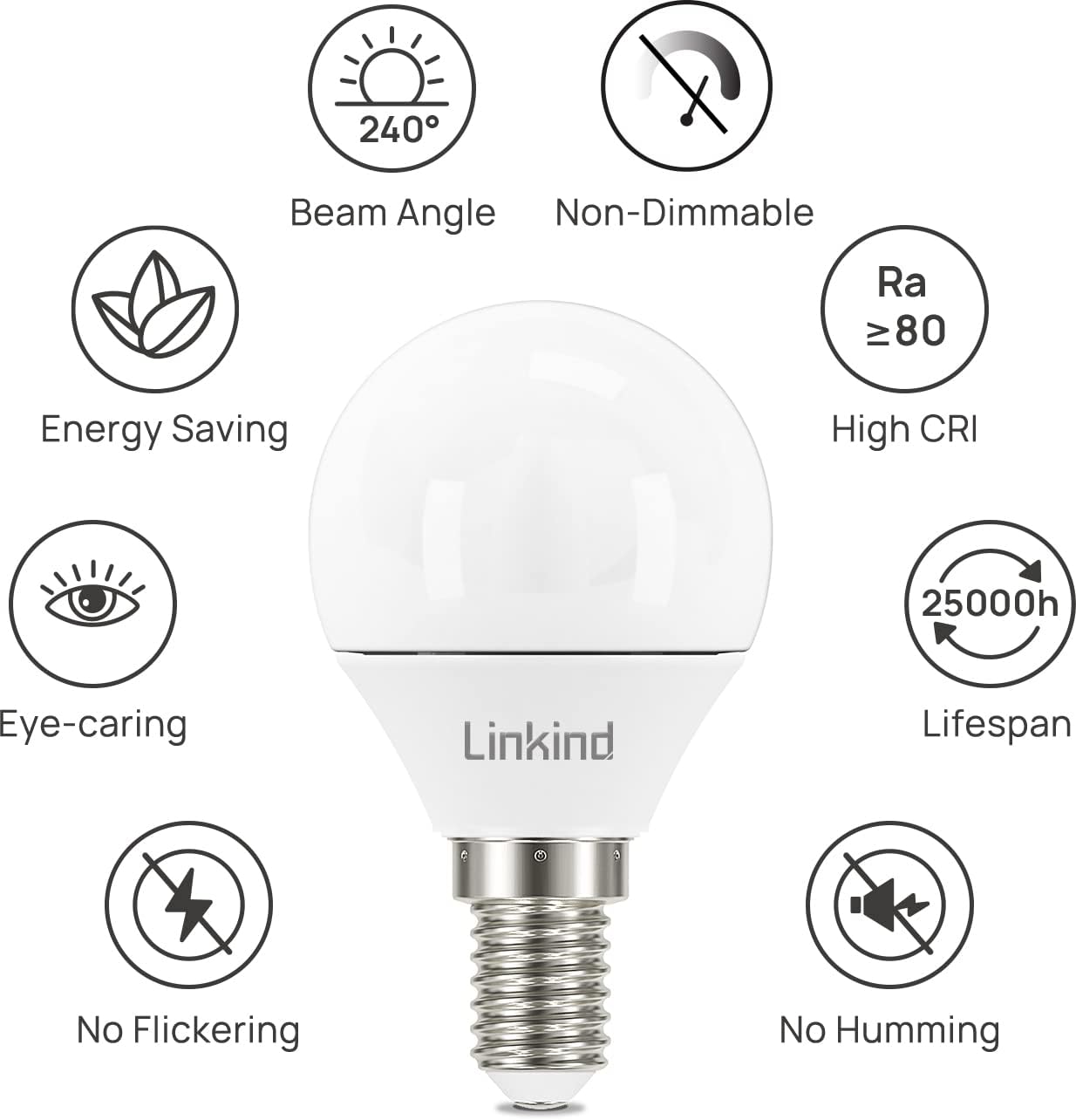 Thumbnail 2 de Linkind Bombilla LED E14 4.9W Luz Cálida 3000K 6 Unidades