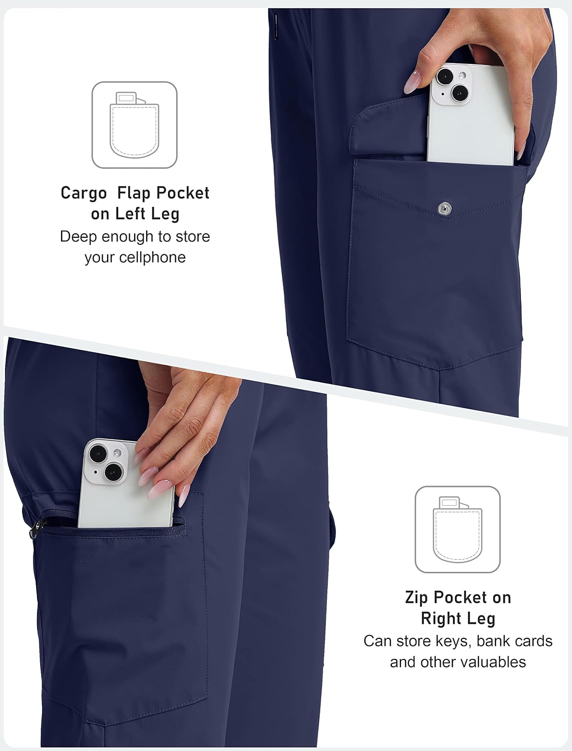 Thumbnail 2 de MoFiz Capri Pants for Women: Lightweight “Ice Cool” Cargo Capris with UPF 50+ & Zipper Pockets
